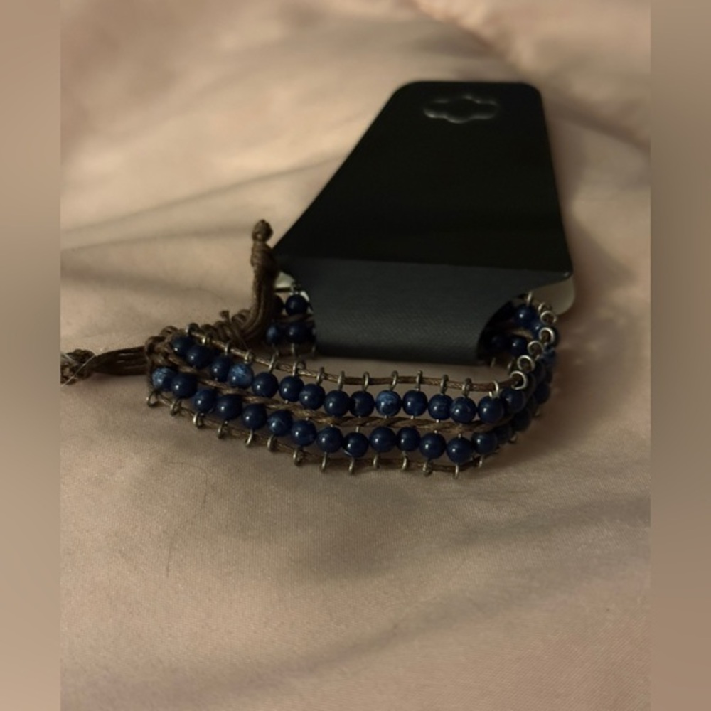 Navy Beaded Wrap Bracelet NWT